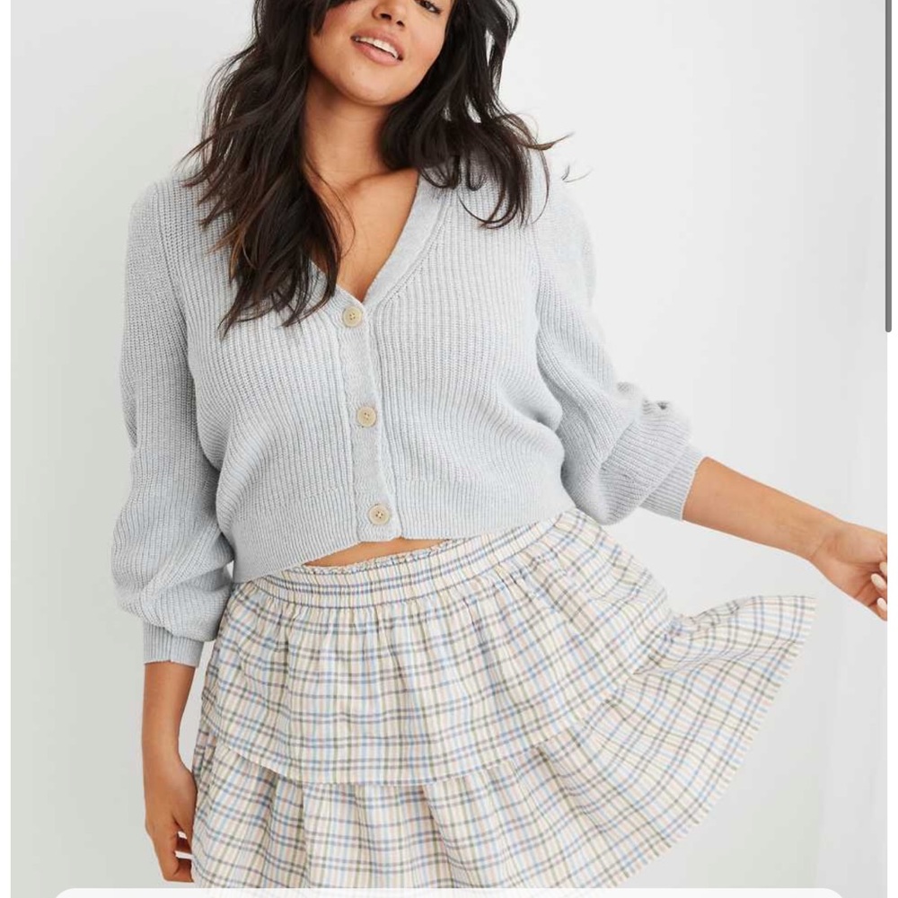 Aerie rock n ruffle tiered smock plaid skirt